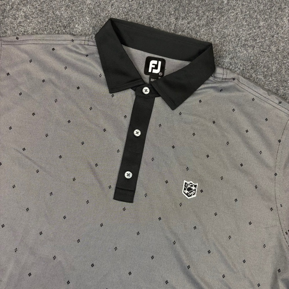FootJoy ProDry Golf Polo Mens Size 2XL Grey Black Geometric Performance Shirt